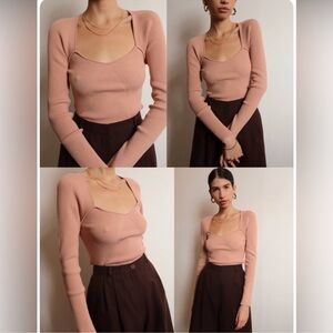 ASTR THE LABEL Rosa Scoop Neck Sweater in Blush